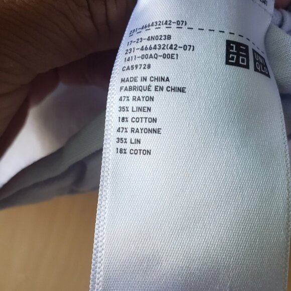 Uniqlo Light Blue Blouse Linen Blend - Picture 6 of 8